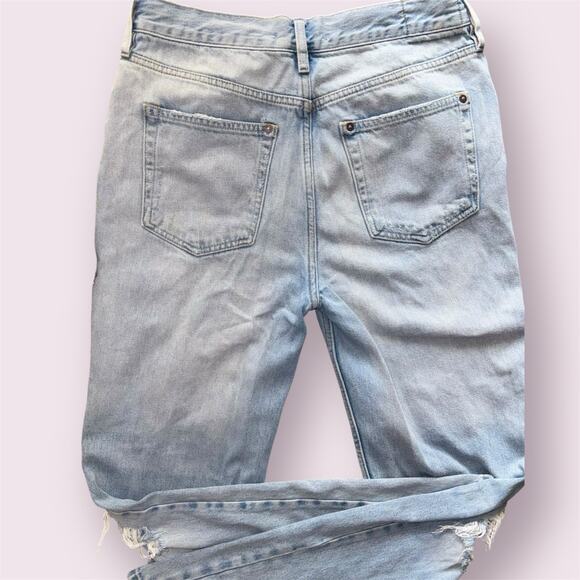 Free People We The Free Lasso Jeans 27 Light Wash Foxtrot Distressed Button Fly - Picture 7 of 11